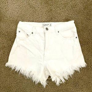 ABERCROMBIE cut off white shorts